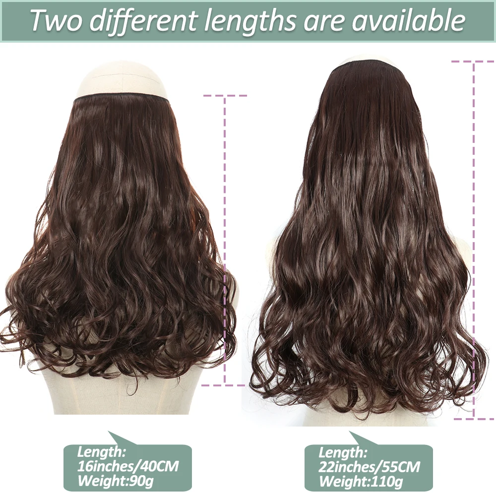 Color: T1B/27, Stretched Length: 32inches, Ships From: CHINA - Synthetic Natural Wavy No Clip Fish Line Invisible Hair Extensions Mixed Color Blonde Black Artificial False Hair Piece ForWomen