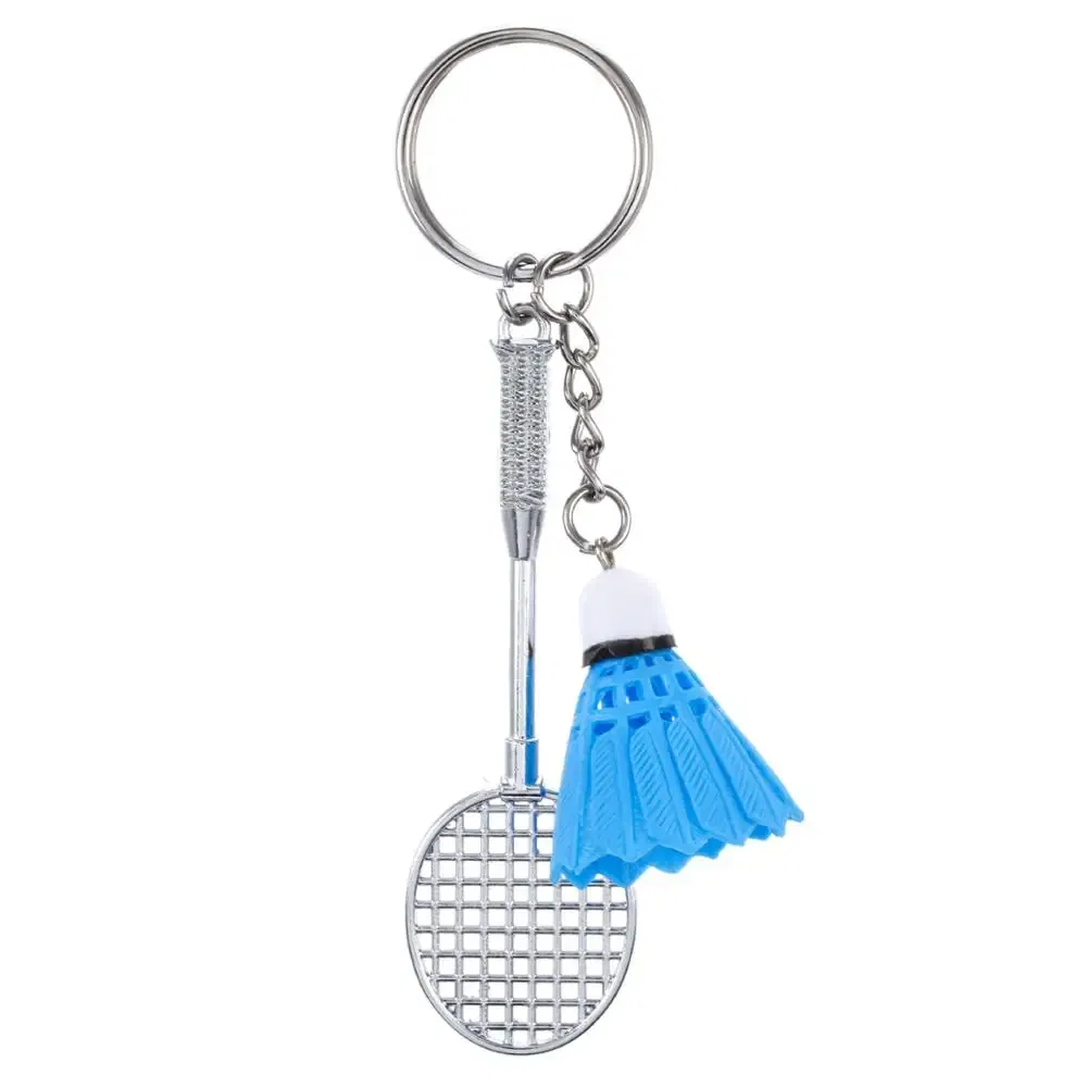 Color: Red - Fashion Mini Creative Metal Badminton Racket Keychain Diy Sporting Goods Handmade Accessories