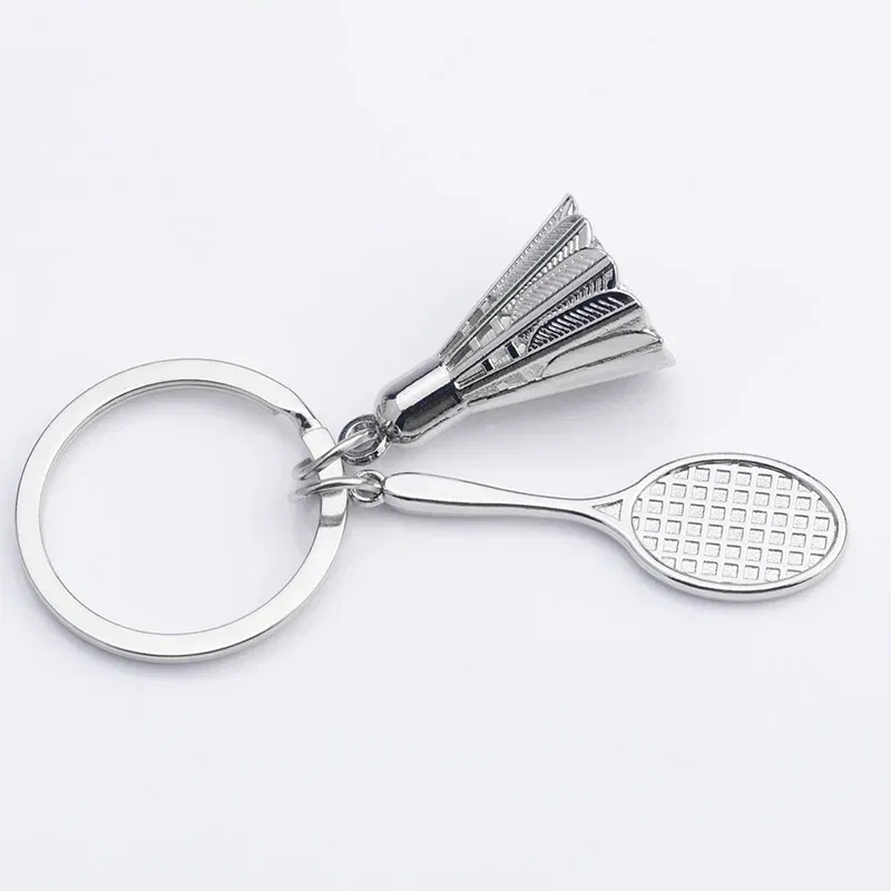 Color: Red - Fashion Mini Creative Metal Badminton Racket Keychain Diy Sporting Goods Handmade Accessories