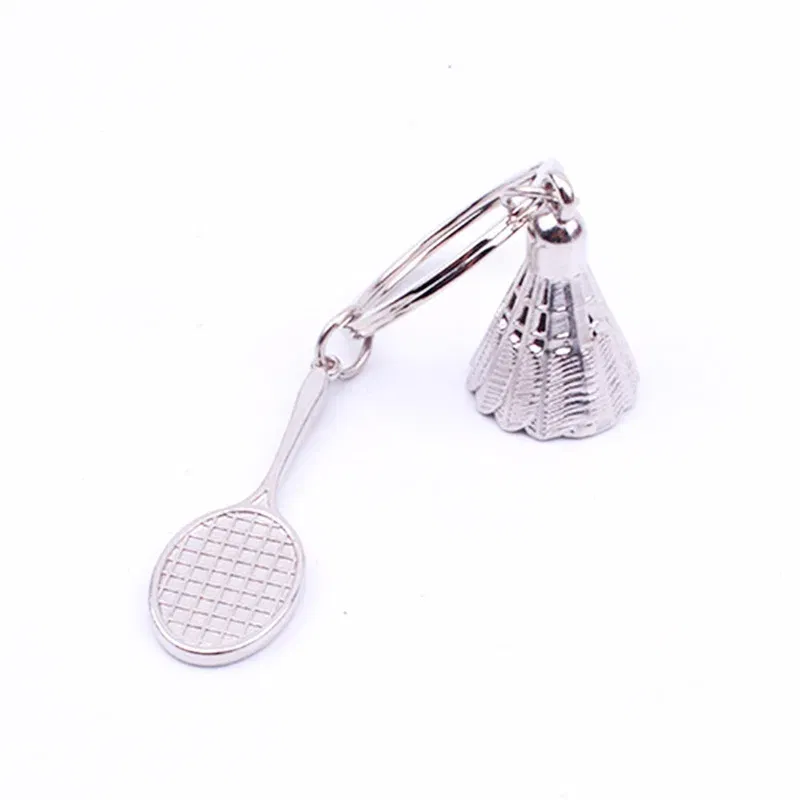 Color: Red - Fashion Mini Creative Metal Badminton Racket Keychain Diy Sporting Goods Handmade Accessories