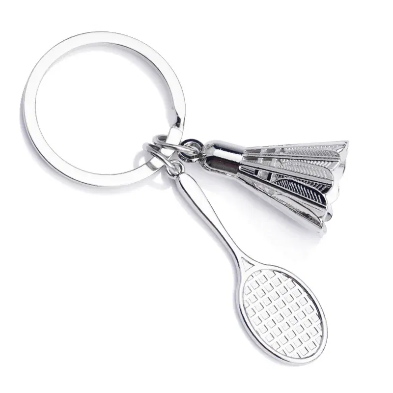 Color: Red - Fashion Mini Creative Metal Badminton Racket Keychain Diy Sporting Goods Handmade Accessories