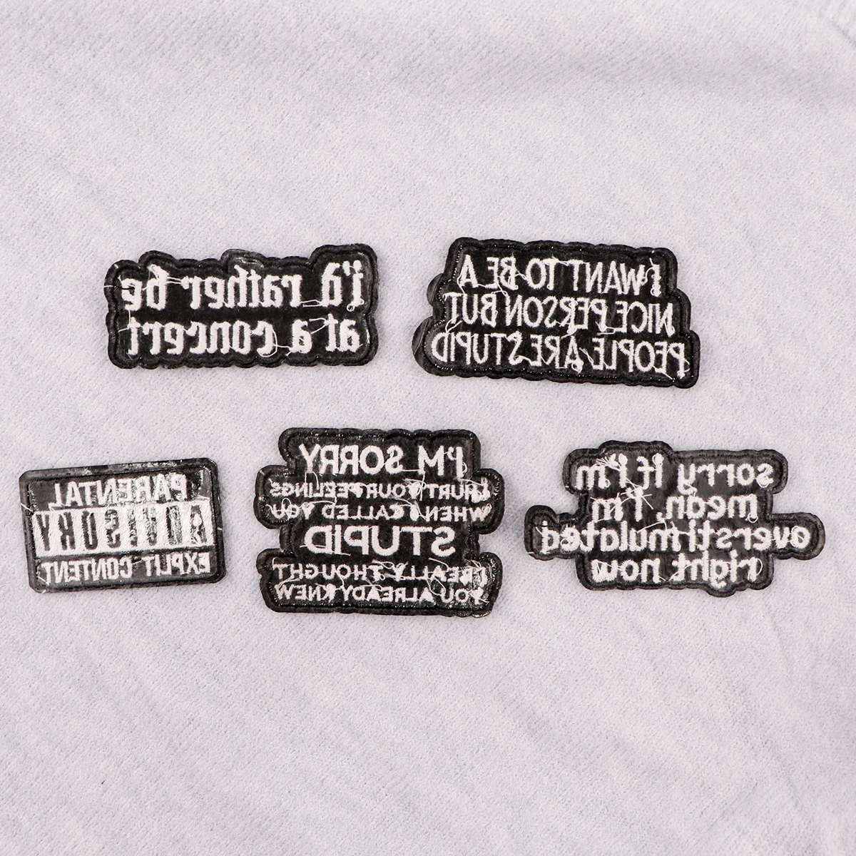 Color: Antique Brass - Letters Black Embroidery Patch Funny Quotes Iron On Patches For Clothing Thermoadhesive Patches On Clothes DIY Sew Badges