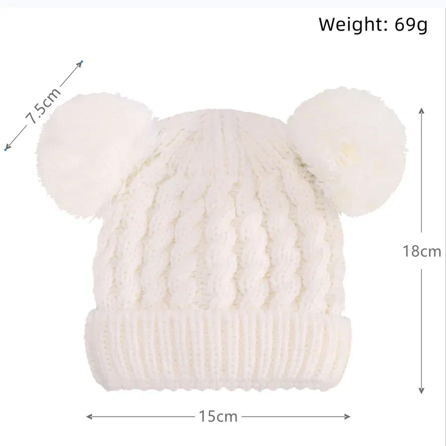 Color: WHITE - Autumn Winter Baby Hat for Girls Beanie Bonnet Kids Cute Pompoms Knit Hats Solid Newborn Accessories Warmer Stuff Toddler Cap