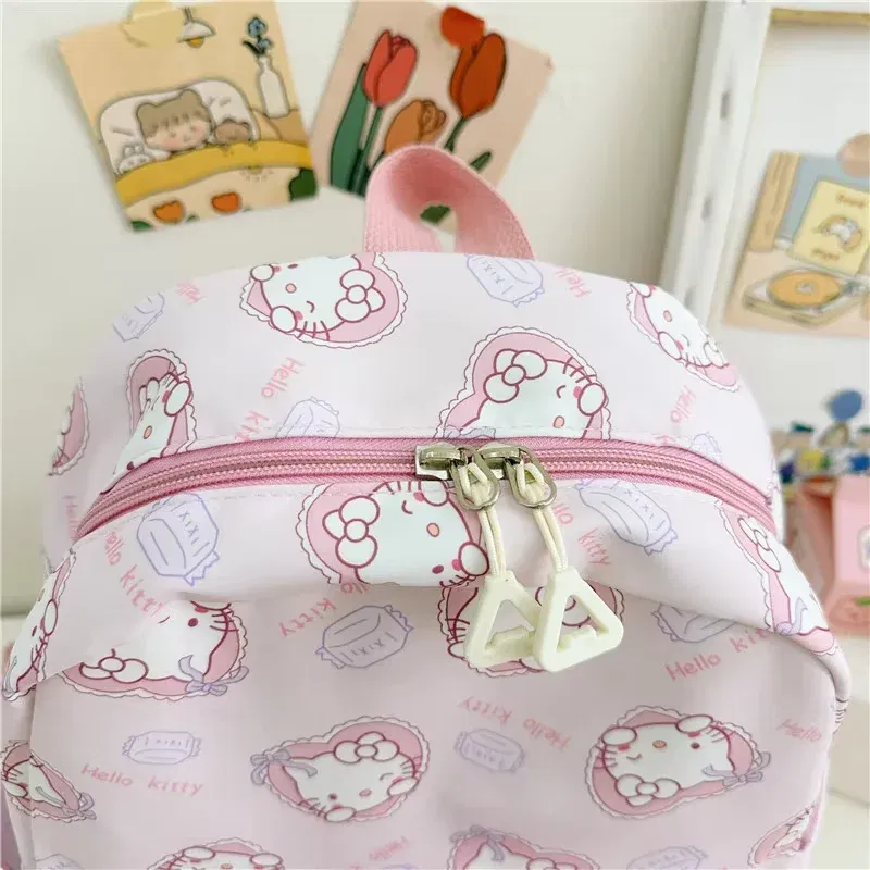 Color: Brown, Size: 16 inches - Sanrioed Anime Hello Kitty Cinnamoroll My Melody Kuromi Cute Kid Backpack Kawaii Cartoon Leather Mini School Bag Holiday Gift