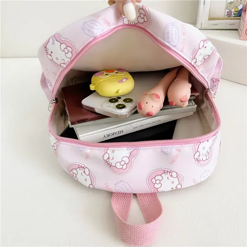 Color: Brown, Size: 16 inches - Sanrioed Anime Hello Kitty Cinnamoroll My Melody Kuromi Cute Kid Backpack Kawaii Cartoon Leather Mini School Bag Holiday Gift