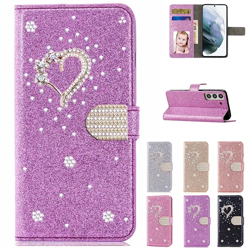 Color: Gold, Material: Microfiber - Glitter Wallet Leather Case For Samsung Galaxy S25 FE S24 Ultra S23 Plus S22 S21 A35 A36 A56 A55 A13 A14 A15 A16 A26 A34 A33 A54