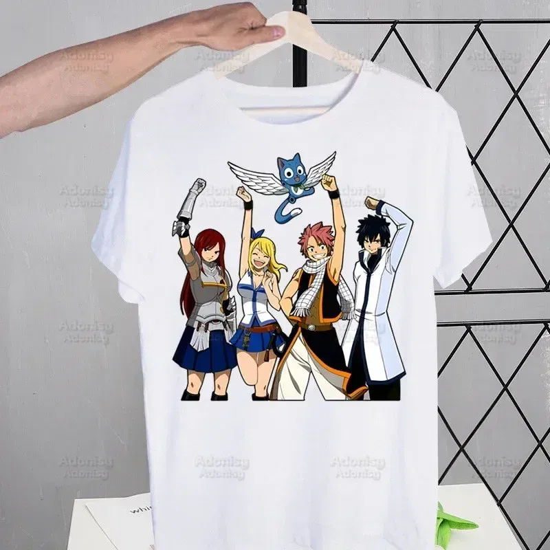 Color: Brown, Size: XXXL - Anime Fairy Tail Cartoon Natsu Erza Gray Lucy T-shirts Summer Men/Women Hip Hop Tshirt Streetwear t shirts Short Sleeve Tops