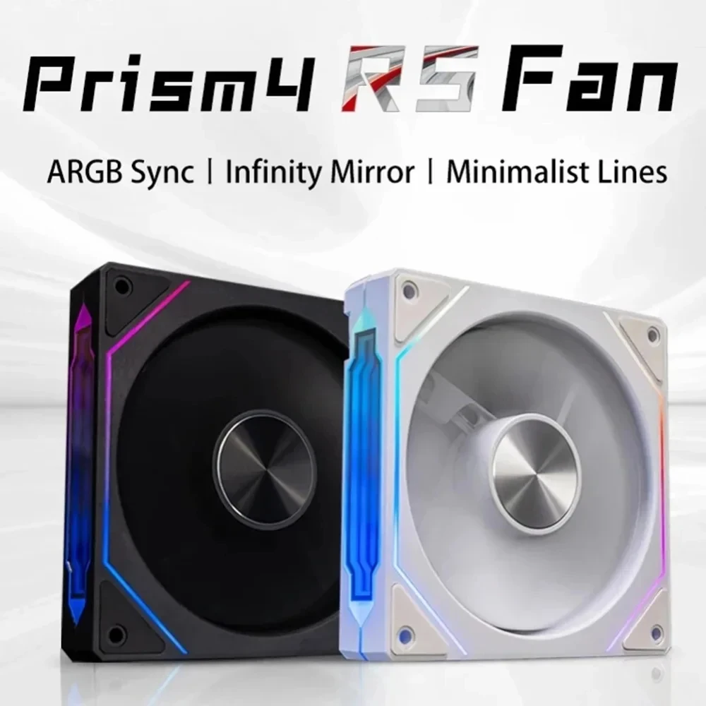 Color: Blue, Blade Color: Other, RGB Support: A-RGB - Prism 4RS ARGB CPU Case Fan 120mm Infinity Mirror Design 5V 3PIN Motherboard Lighting Sync 4PIN PWM 800-1800RPM Case Cooler Fan