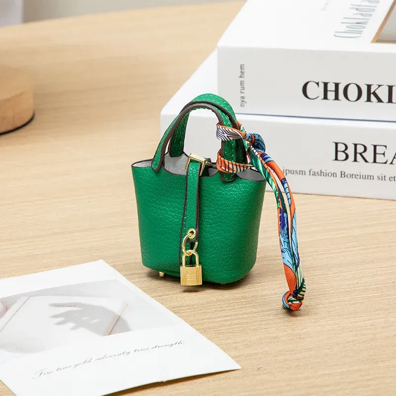 Color: Blue - Mini Bag Pendant Keychain Hanging Accessory Zero Wallet Creative Portable Bracelet Bluetooth Earphone Bag Multifunctional