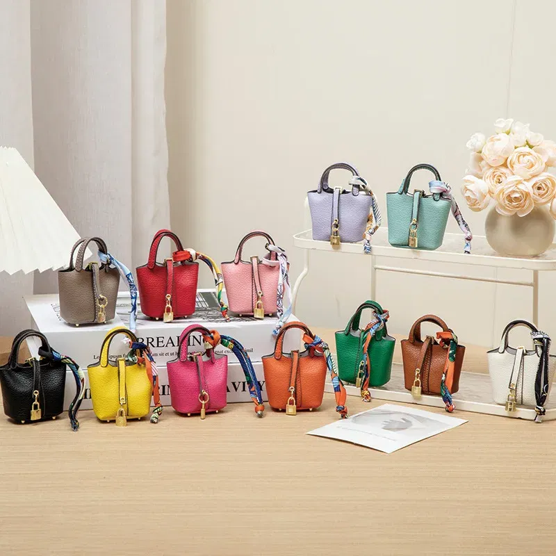 Color: Blue - Mini Bag Pendant Keychain Hanging Accessory Zero Wallet Creative Portable Bracelet Bluetooth Earphone Bag Multifunctional