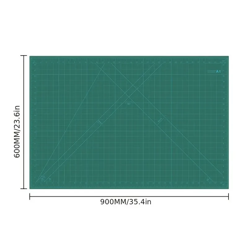 A1 Green Cutting Mat with Scale - Eye-Safe PVC, Waterproof Engraving Pad for Crafts & Office Supplies
