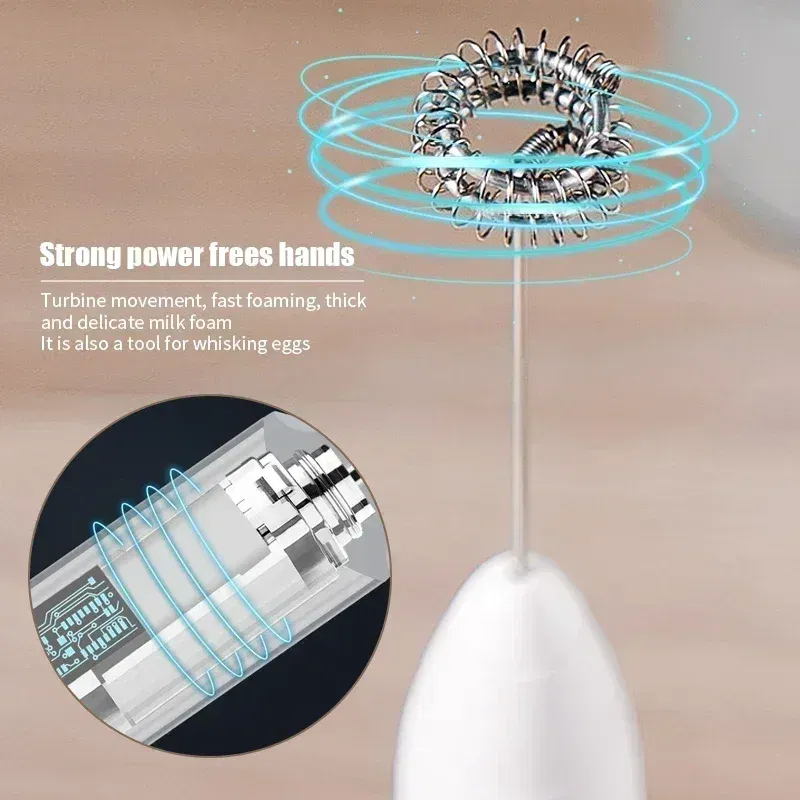 Color: Light Grey - 2 in 1 USB Rechargeable Electric Egg Beater Whisk Coffee Mixer Double Heads Milk Frothers Baking Stirrer Kitchen Gadgets