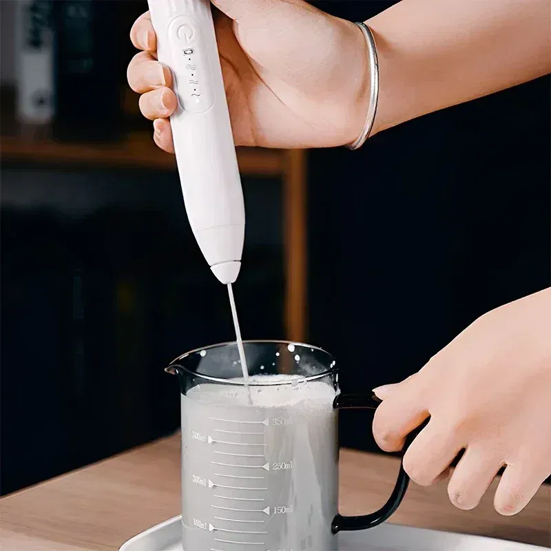 Color: Light Grey - 2 in 1 USB Rechargeable Electric Egg Beater Whisk Coffee Mixer Double Heads Milk Frothers Baking Stirrer Kitchen Gadgets