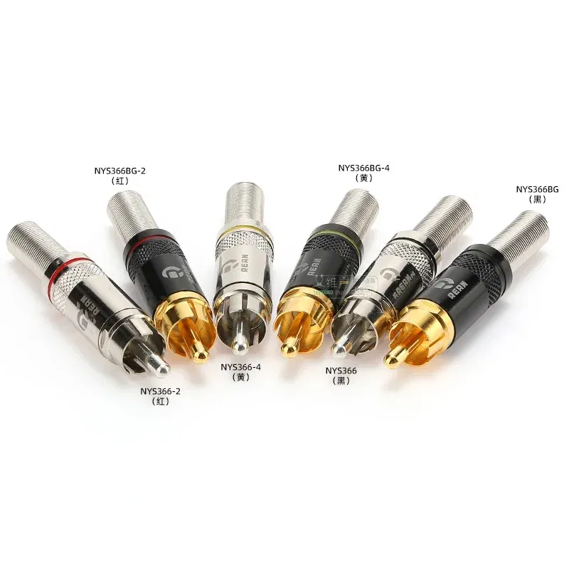 Color: green - 1pcs REAN RCA audio AV video plug gold-plated large tail diameter NYS366-BG fever HIFI DVD
