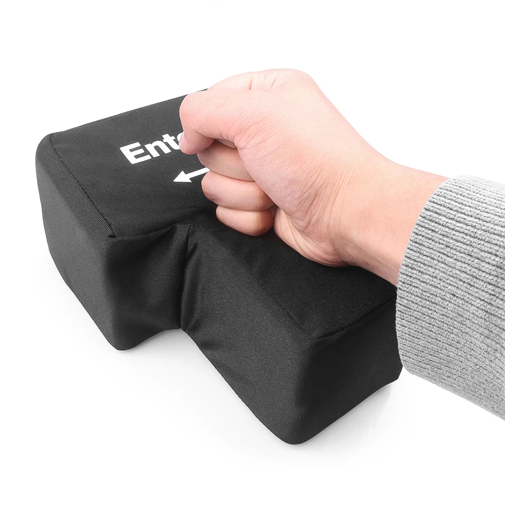 Color: Pink - Anti-Stress Computer Huge Enter Key Big Giant USB Keyboard Vent Button Pillow
