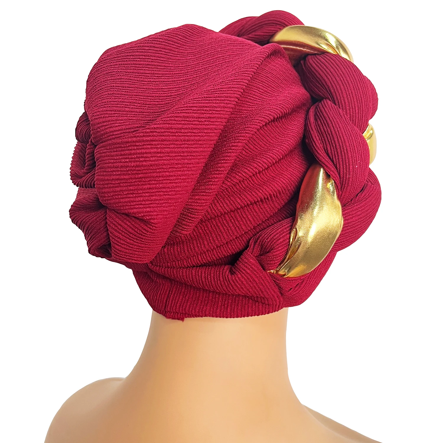 Color: White Oak, Ships From: CHINA - African Turban Cap Headdress Women's Pleated Hat Hair Accessories Arab Wrapped Muslim Hijab