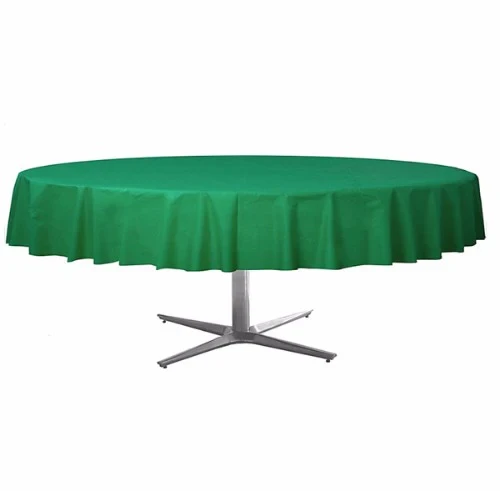 Tablecover Round Festive Green Plastic