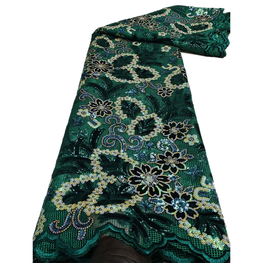 Color: SKY BLUE, length: 5 yards, Width: 120cm - African Velvet Lace Fabric, High Quality Elegant Nigerian Wedding Sequins Lace Fabrics 5 Yards Laser Cutting French Tulle Laces
