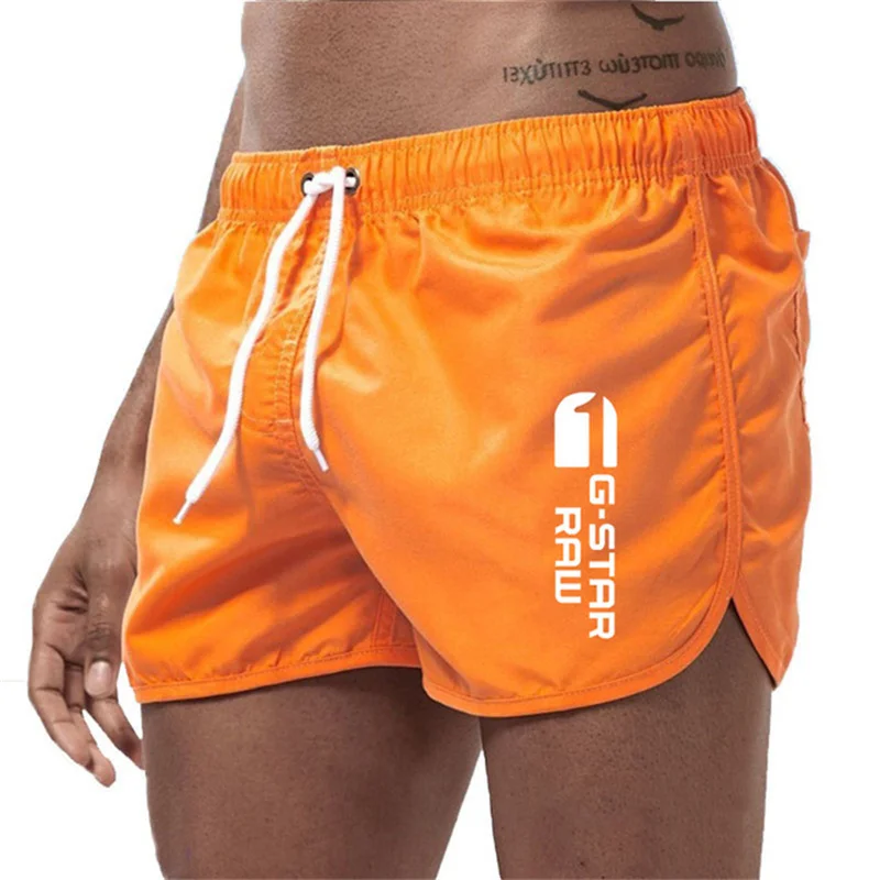 Color: WHITE, Size: S - Summer new men's luxury beach pants clothing quick dry gym jogging sexy shorts vacation casual swimming trunks