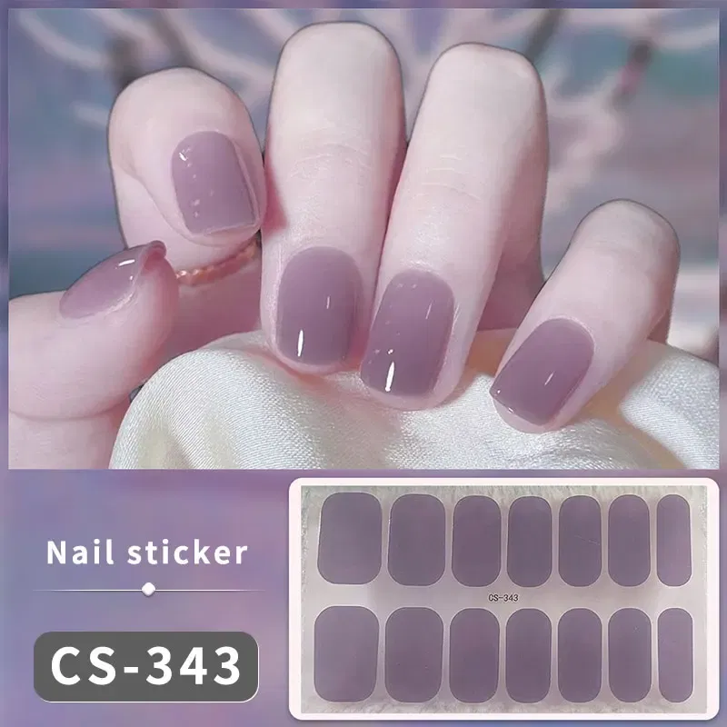 Color: Light Grey - DIY Gel Nail Stickers Cured-free Long-Lasting Solid Color Nail Strips Patch Slider Sticker Full Cover Decal Nail Manicure Patch