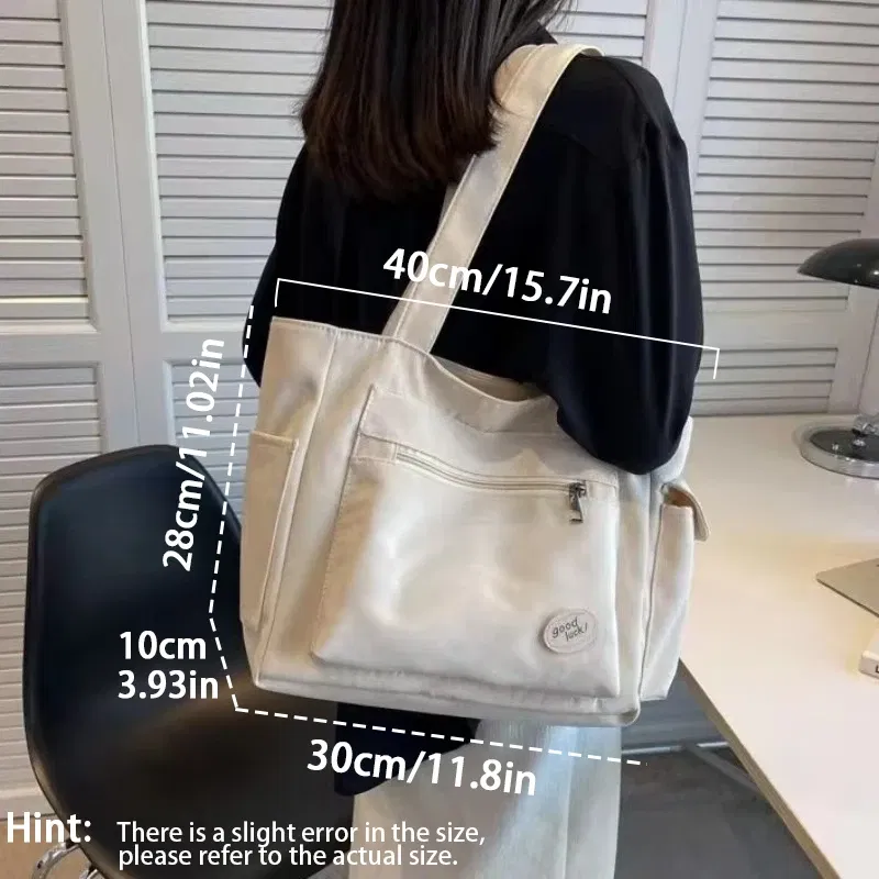 Color: black - Women's Fashion Shoulder Bag Class Large Capacity Student Tote Bag New Canvas Commuter Handbag Carrying Bags cabas eco bag