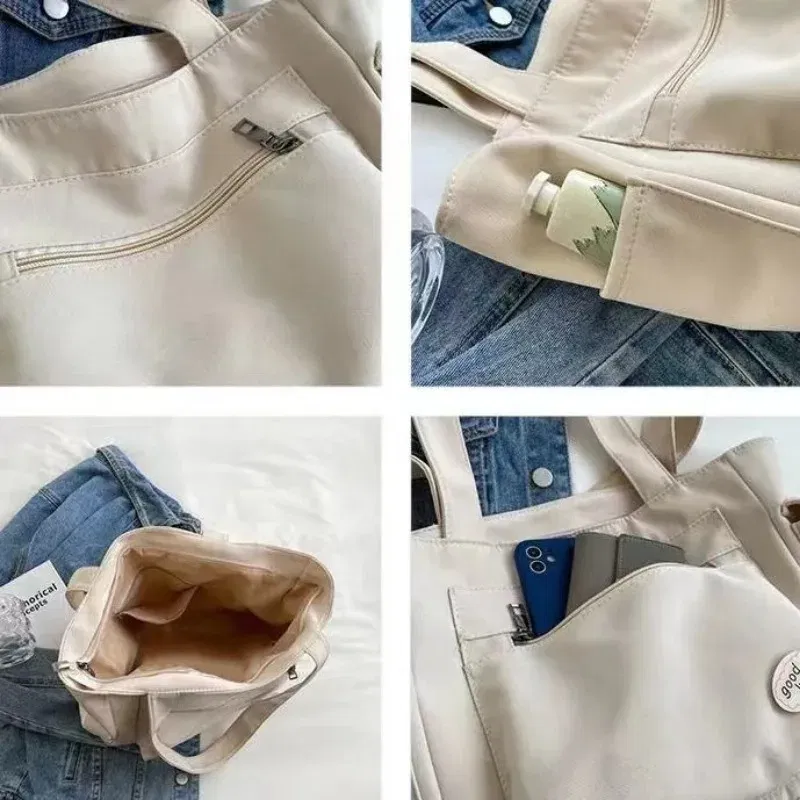 Color: black - Women's Fashion Shoulder Bag Class Large Capacity Student Tote Bag New Canvas Commuter Handbag Carrying Bags cabas eco bag