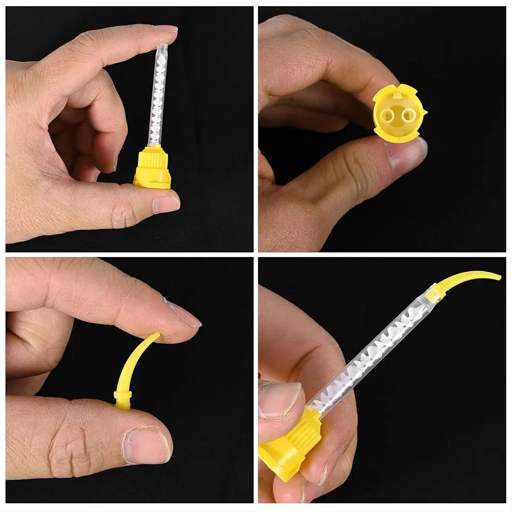 Color: Yellow - Denspay 50Pc Dental Silicone Rubber Conveying Mixing Head Disposable Impression Materials Mixing Tube Dentistry Materials