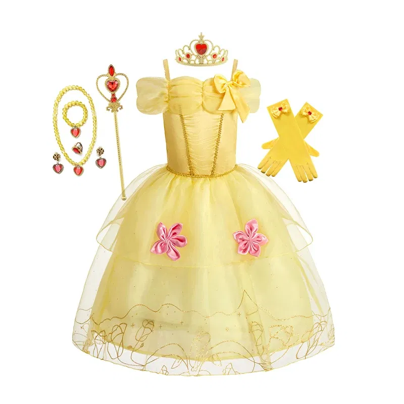 Color: PURPLE, Kid Size: 9 - Disney Deluxe Elegant Rapunzel Princess Ball Gown Fancy Birthday Party Dress Cinderella Vestidos Costume Play Carnival Apparel