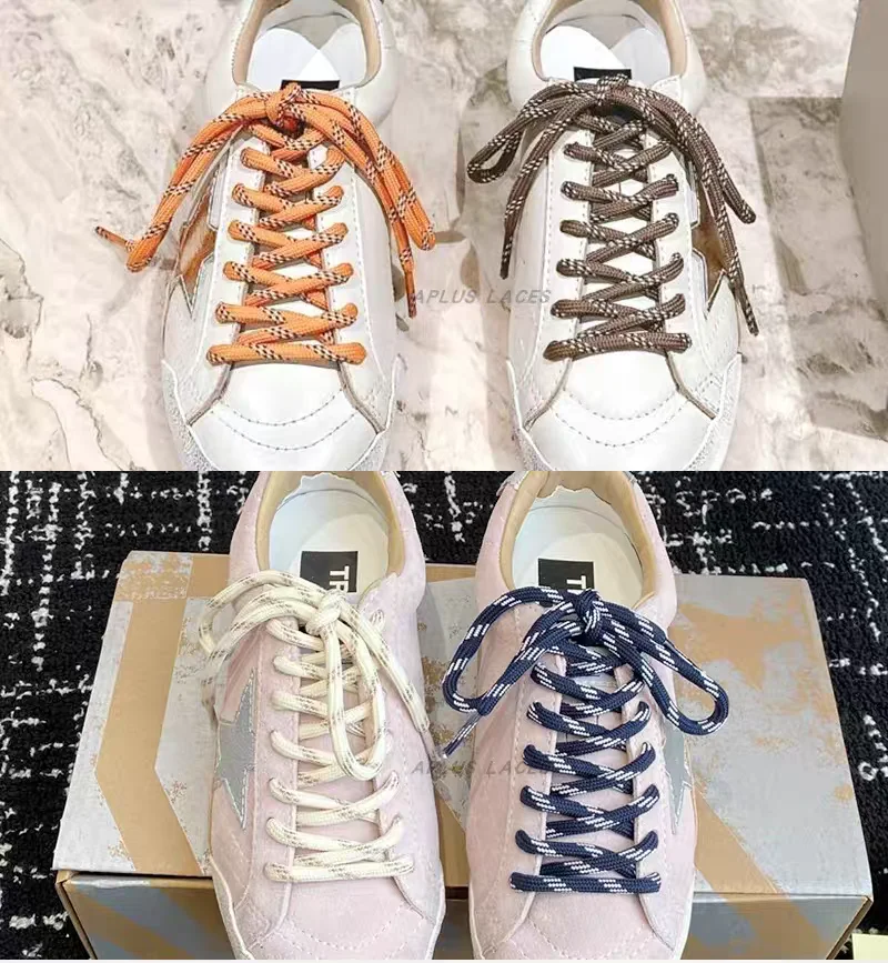 Color: PURPLE, Length: 140cm - Colorful Diagonal Dots Round Rope Shoelaces Coarse Weave Polyester Shoes Laces For Women Men Sports Casual Sneaker DE Tran Shoes