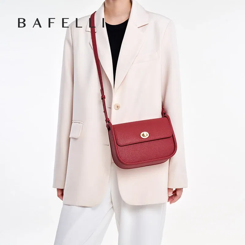 Color: green - BAFELLI 2024 WOMEN'S NEW TREND LEATHER SADDLE BAGS FASHION STYLE ORIGINAL DESIGNER LUXURY BRAND CASUAL CROSSBODAY PURSE SHOULDER