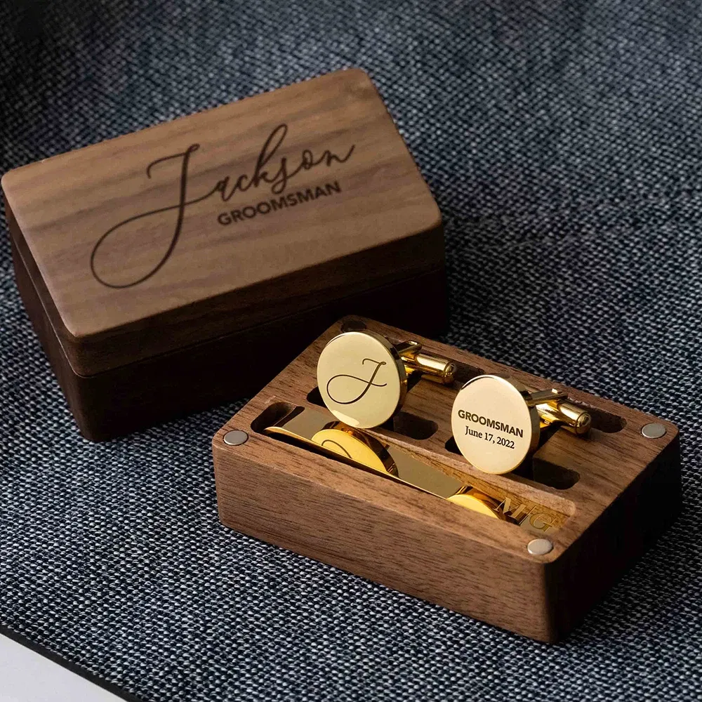 Color: MINT GREEN, Size: XL - Custom Metal Cufflinks Tie Clip & Rectangle Gift Box Engraved Gift for Dad and Groomsmen Personalized Best Man Cufflinks Set