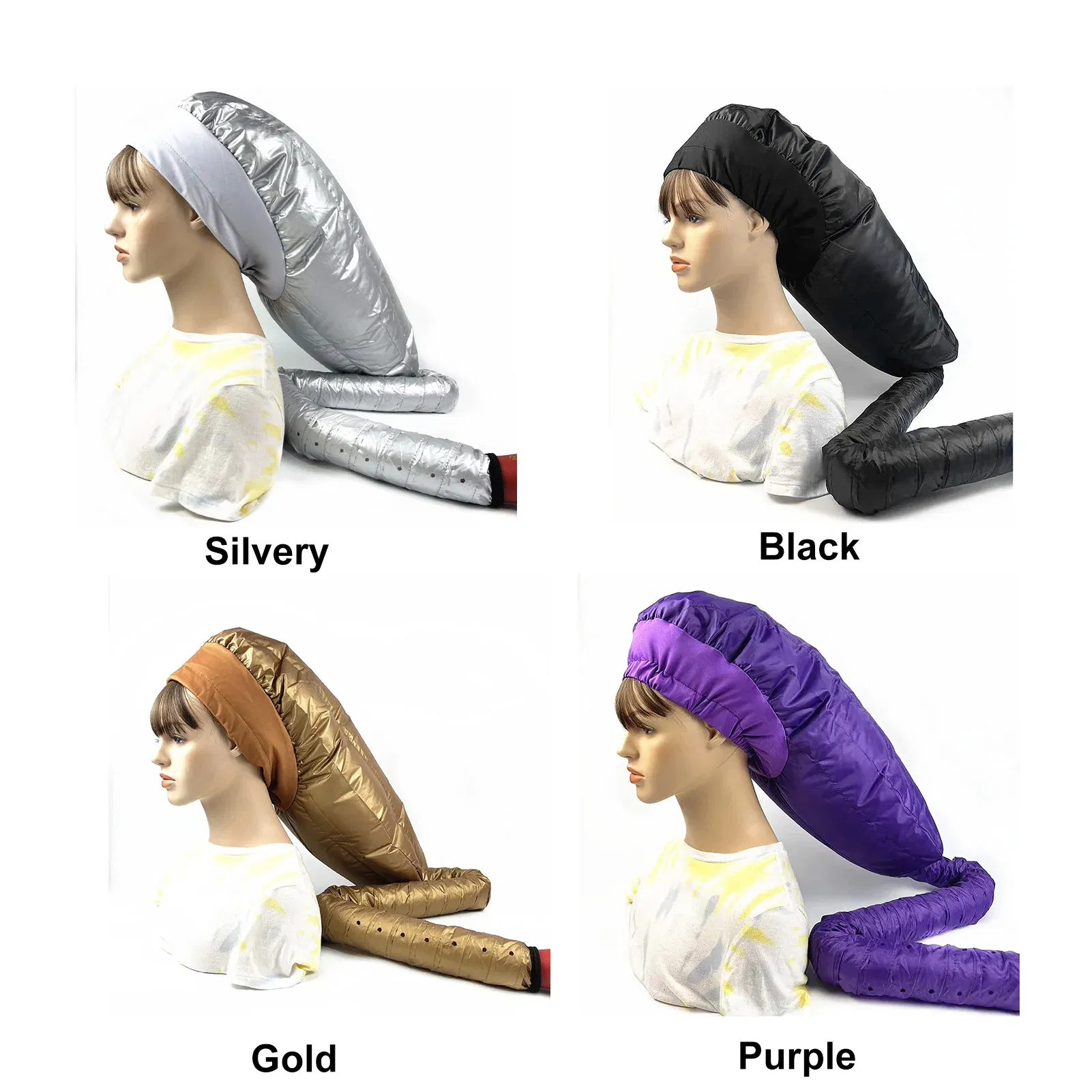 Color: Light Grey - Portable Hair Dryer Women Blow Dryer Home Salon Hairdressing Hair Dryer Hat Hair Dryer Cover Hair Care Tool