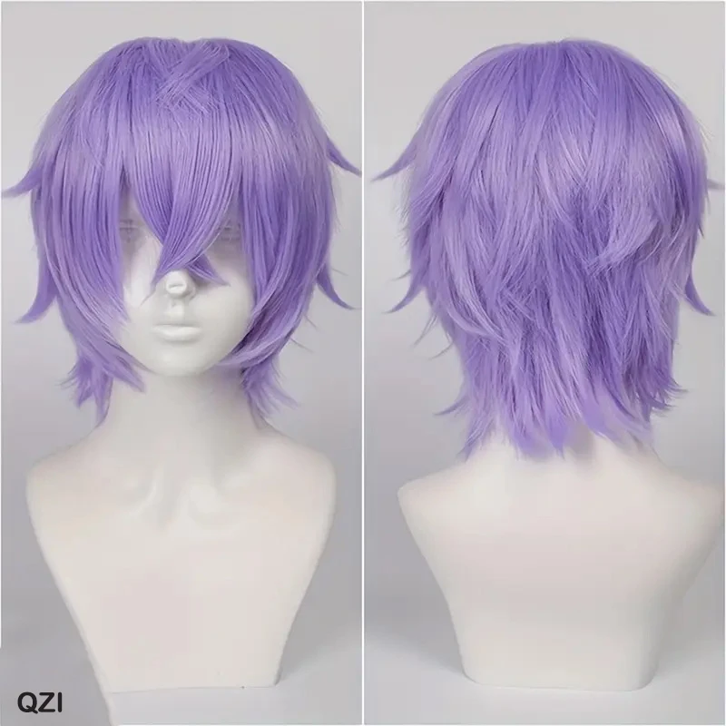 Color: WHITE, Stretched Length: 12inches - Unisex Short Bob Cosplay Wig with Bangs | Blonde Purple Gray Color | Halloween Party Lolita Costume Wig