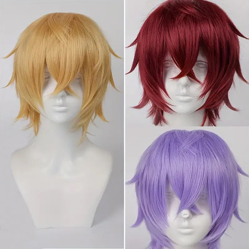 Color: WHITE, Stretched Length: 12inches - Unisex Short Bob Cosplay Wig with Bangs | Blonde Purple Gray Color | Halloween Party Lolita Costume Wig