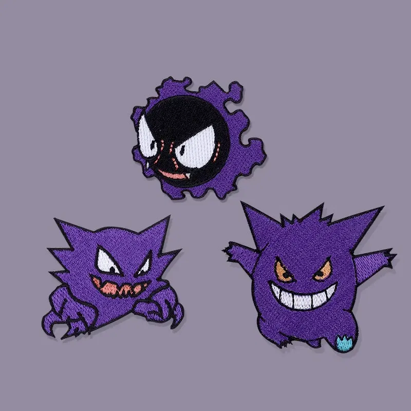 Color: Yellow - Original Pokemon 3 style Gengar Patch DIY Badge Cloth Patch Embroidery Clothing bag sticker Down Jacket Denim Xmas Gift