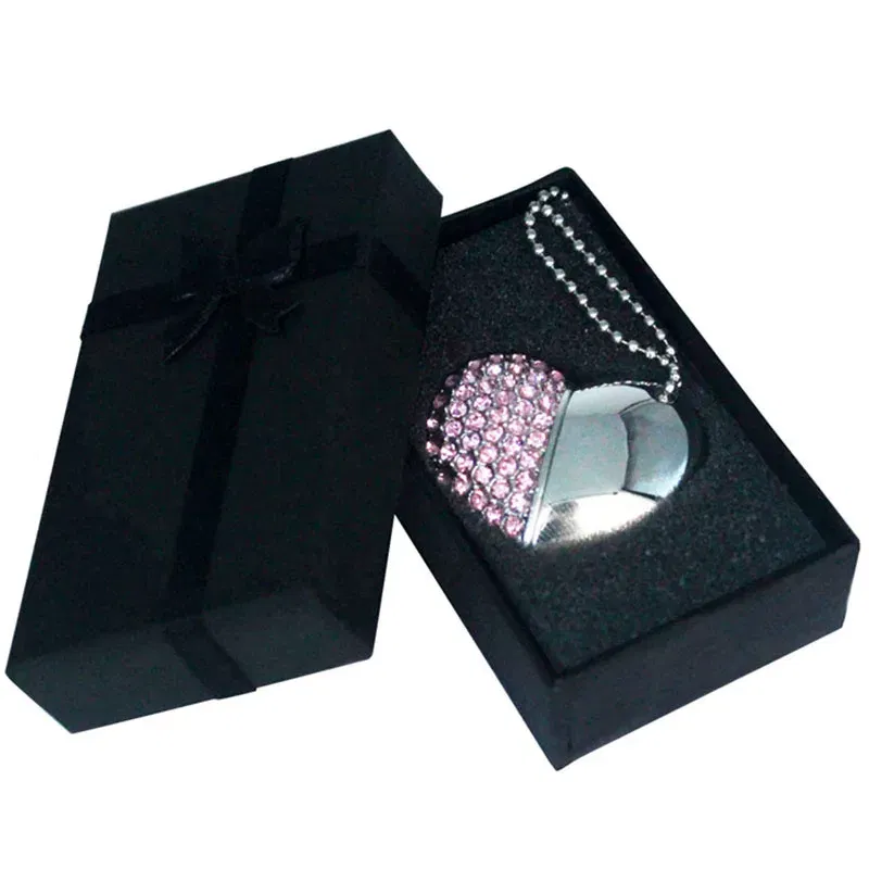 Color: Red, Capacity: 64GB - Metal Diamond USB Flash Drive 128GB Crystal Heart With Gift Box Pen Drive 64GB Creative Gifts Memory Stick Pendrive 32GB 16GB 8G