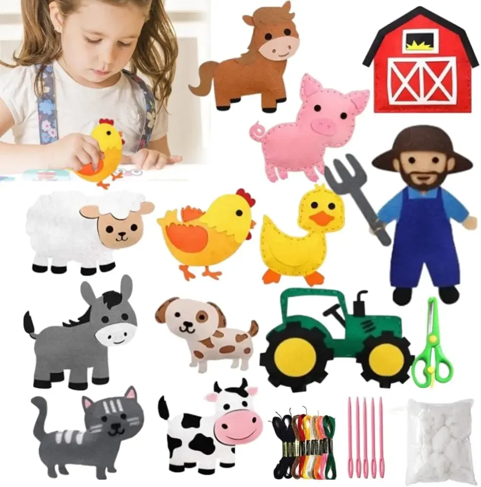 Color: light green - Christmas Sewing Kit Animal Sewing Craft Kit Farm Animal Toy DIY Crafting Sewing Set Educational Craft Set For Children Gifts