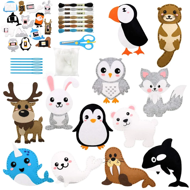 Color: light green - Christmas Sewing Kit Animal Sewing Craft Kit Farm Animal Toy DIY Crafting Sewing Set Educational Craft Set For Children Gifts