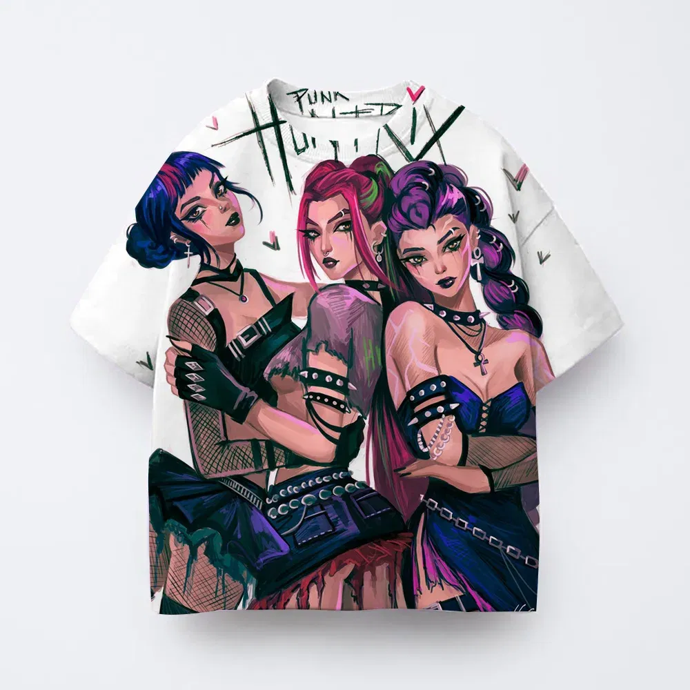 Color: Khaki, Kid Size: 5 - Toddler Girl Clothes Kpop Demon Hunters Cartoon Tee Shirt Funny Gift for Fans Harajuku Cool Kids T-shirts Cotton Summer Tops