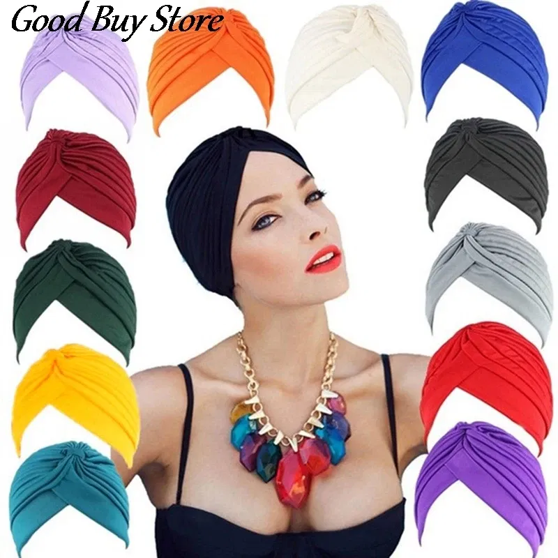 Color: dusty camel - Solid Color Turban Hat Women Muslim Stretch Hijabs Hats Islamic Underscarf Head Wrap Cap Female Plain Headwear Headband Soft
