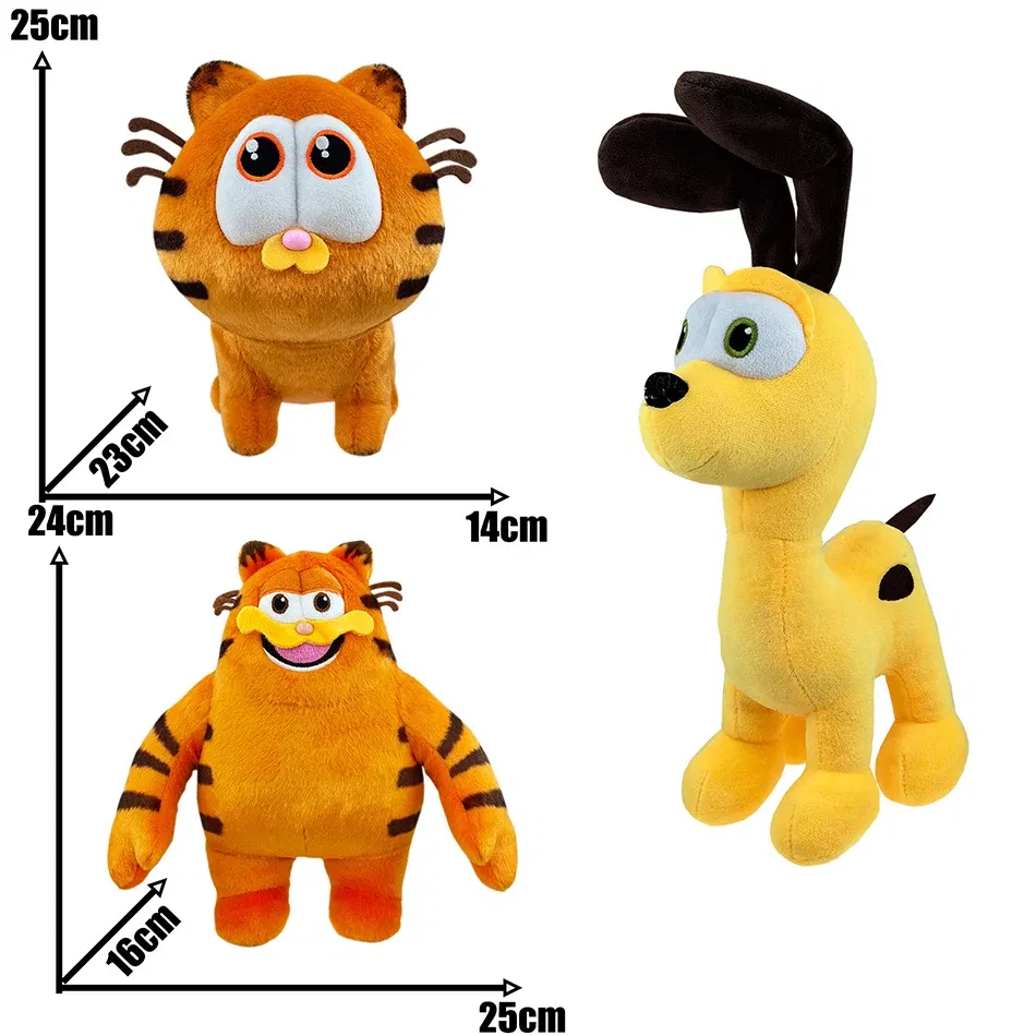 Color: Black - New 2024 25cm Garfield Plush Cute Soft Animal Anime Movie Garfield Odie Plush Stuffed Toy Doll Children Adults Fans Gift