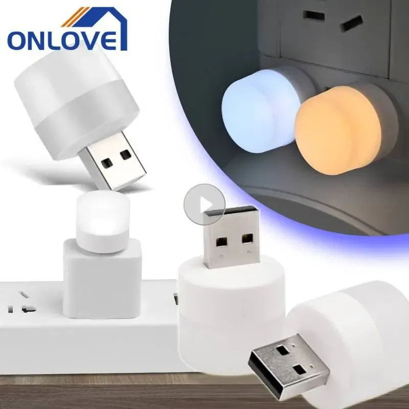 Emitting Color: BROWN, Ships From: CHINA - Mini USB Desk Lamp Bulb Eye Protection LED Night Light Gift Charging USB Small Round Book Lamp Christmas Bedroom Decoration