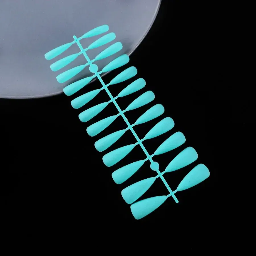 Color: black - Matte False Nails 24PCS Head Frosted Press Glue on Fake Nail Tips Ballet Detachable Full Cover Artificial Fingernails