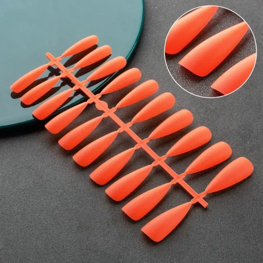 Color: black - Matte False Nails 24PCS Head Frosted Press Glue on Fake Nail Tips Ballet Detachable Full Cover Artificial Fingernails