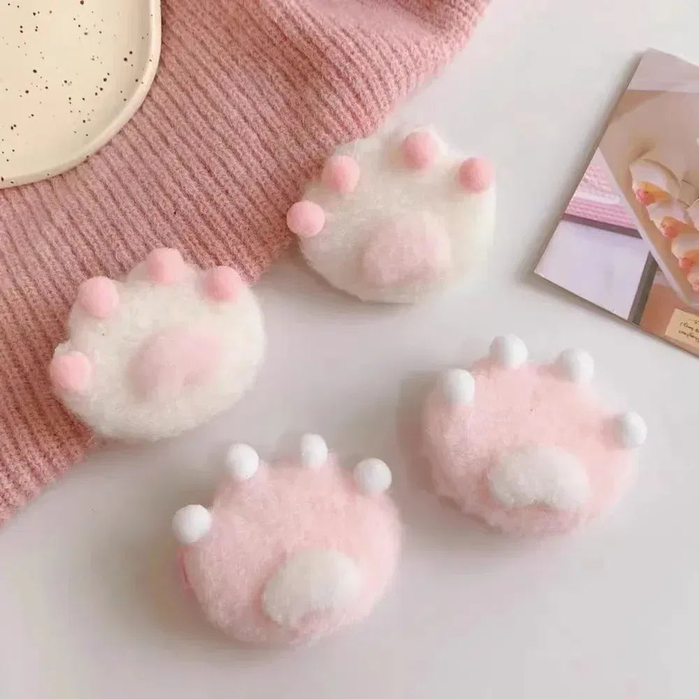 Color: Yellow - 1Pair Cat Claw Hairpins Cute Plush Cat Paw Hair Clips Women Girls Cartoon Mini Small Grip Clip Cosplay Headwear Hair Accessories