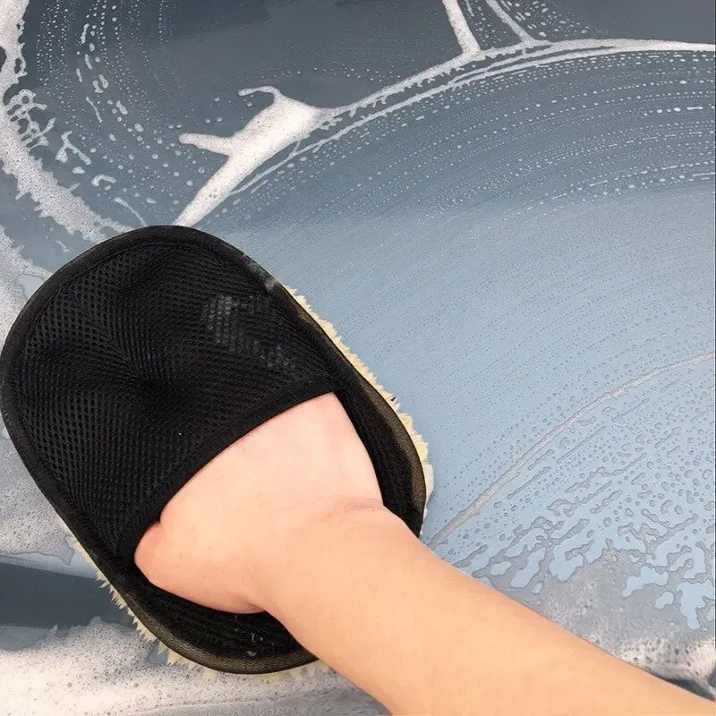 Color: Orange - Car Washing Imitation Wool Gloves Thickened Plush Car Wiping Gloves Waxing Polishing Car Cleaning Products cleaning cloth