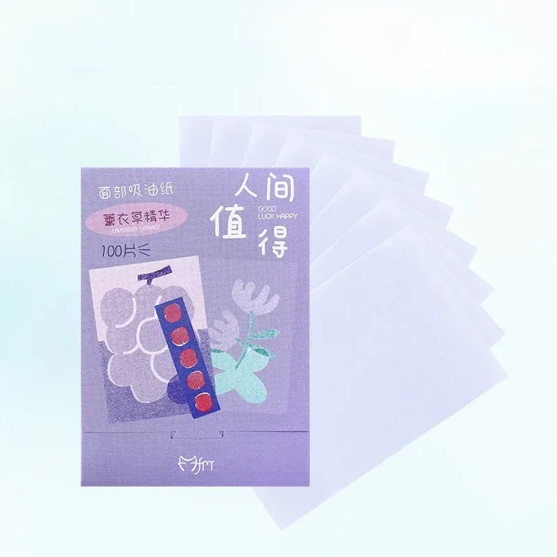 Color: RED - 100pcs/set Facial Oil Blotting Paper Matte Face Wipes Oil Control Oil-absorbing Face Cleaning Beauty Makeup Tools Accessories