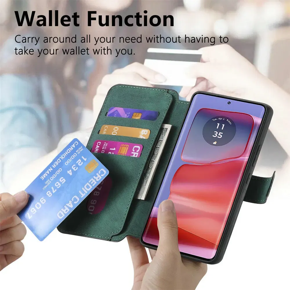 Color: Beige, Material: Microfiber - Edge 50 60 Fusion 5G Flip Case For Motorola Edge 60 Pro 2In1 Detachable Leather Wallet Funda Moto Edge 50 Neo 60 Pro S50 Cover