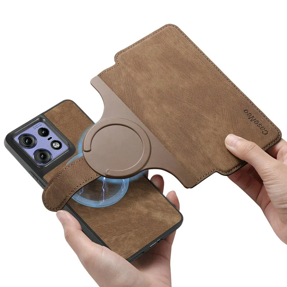 Color: Beige, Material: Microfiber - Edge 50 60 Fusion 5G Flip Case For Motorola Edge 60 Pro 2In1 Detachable Leather Wallet Funda Moto Edge 50 Neo 60 Pro S50 Cover