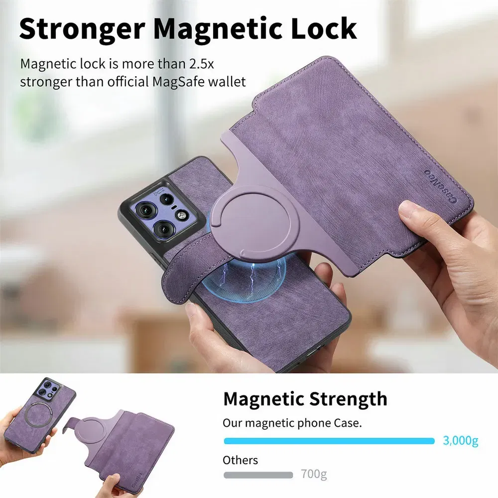 Color: Beige, Material: Microfiber - Edge 50 60 Fusion 5G Flip Case For Motorola Edge 60 Pro 2In1 Detachable Leather Wallet Funda Moto Edge 50 Neo 60 Pro S50 Cover